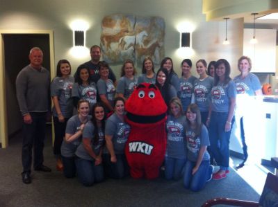 Big Red with Drobocky Orthodontics Staff in Bowling Green KY