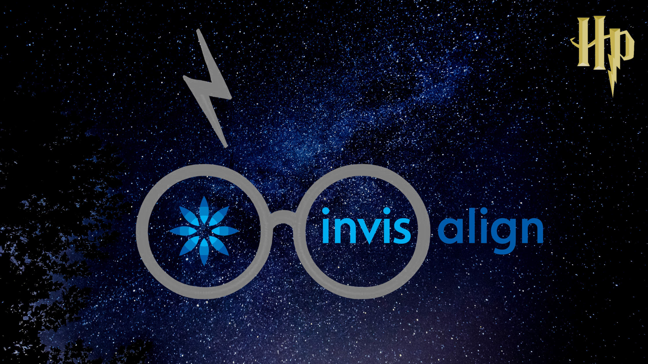 Invisalign logo with Harry Potter's glasses